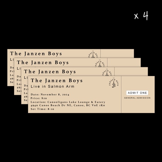 FOUR Ticket to The Janzen Boys in Salmon Arm - Friday, November 8, 2024