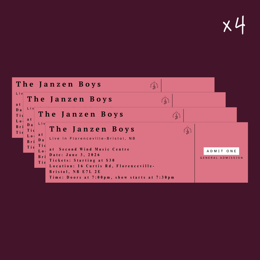 FOUR Tickets to The Janzen Boys Live in Florenceville-Bristol - Wednesday, June 3rd