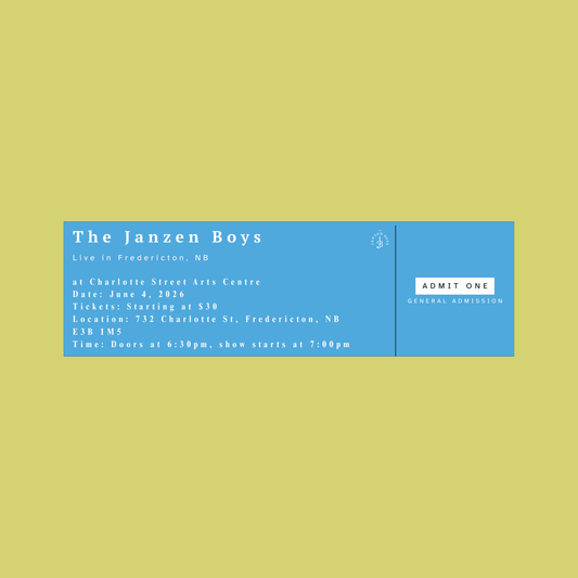 ONE Ticket to The Janzen Boys Live in Fredericton - Thursday, June 4th