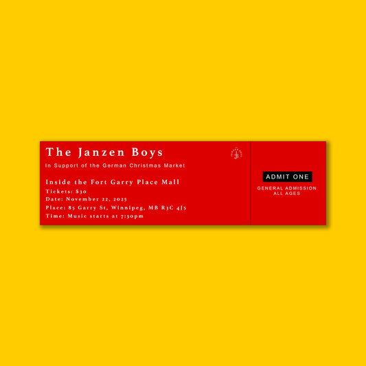 ONE Ticket to The Janzen Boys Live in Support of the German Christmas Market - Saturday, November 22nd