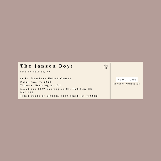 ONE Ticket to The Janzen Boys Live in Halifax - Tuesday, June 9th