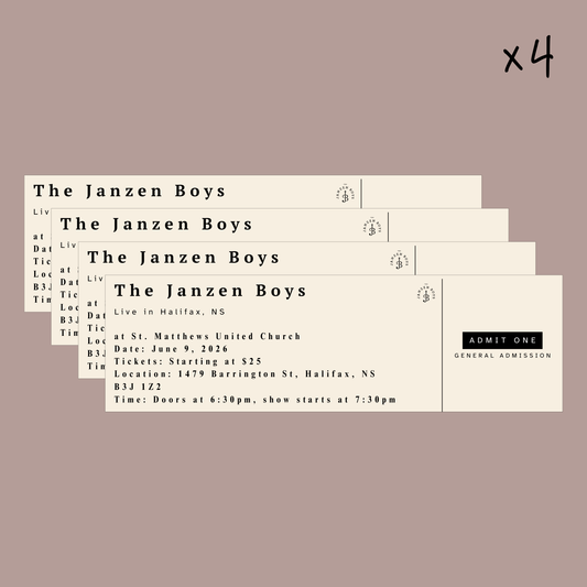 FOUR Tickets to The Janzen Boys Live in Halifax - Tuesday, June 9th