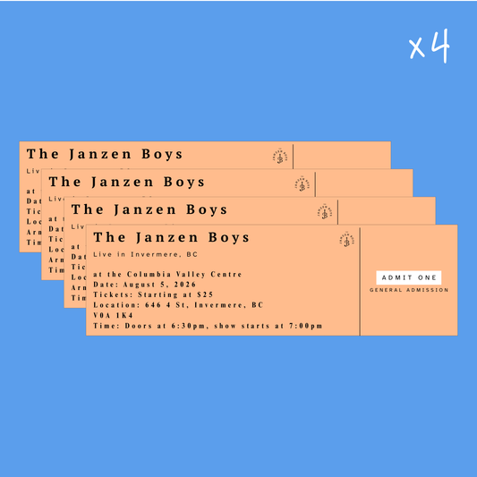 FOUR Tickets to The Janzen Boys Live in Invermere - Wednesday, August 5th