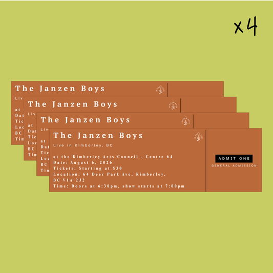 FOUR Tickets to The Janzen Boys Live in Kimberley - Thursday, August 6th