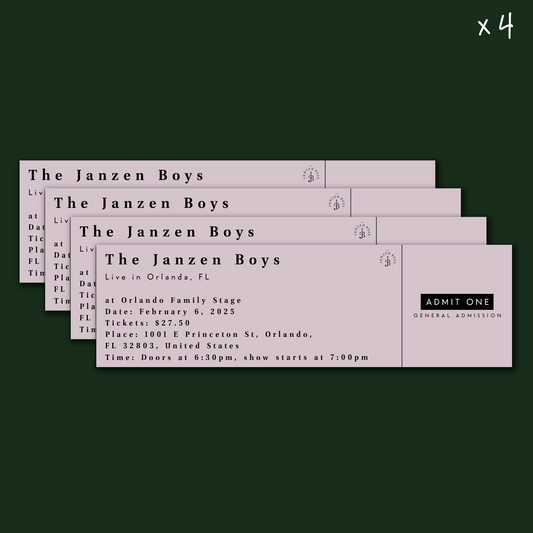 FOUR Tickets to The Janzen Boys Live in Orlando - Friday, February 6