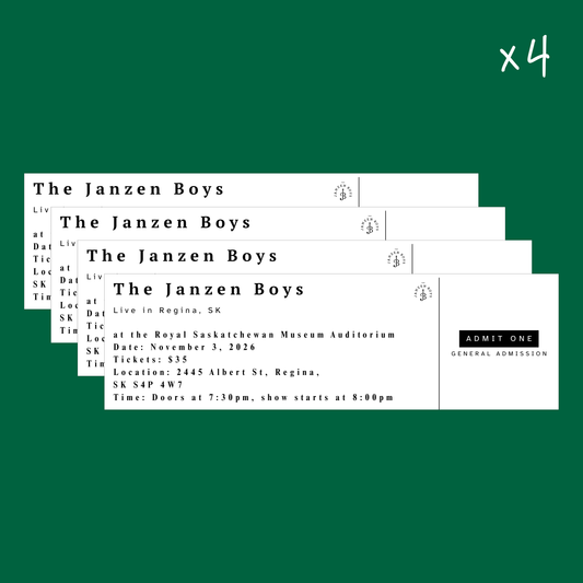 FOUR Tickets to The Janzen Boys Live in Regina, SK - Tuesday, November 3rd