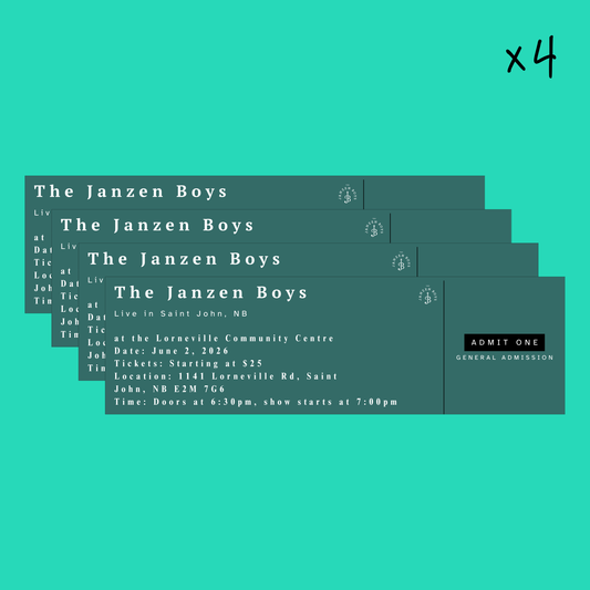 FOUR Tickets to The Janzen Boys Live in Saint John - Tuesday, June 2nd