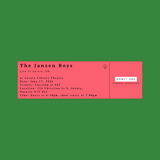 ONE Ticket to The Janzen Boys Live in Sarnia - Wednesday, June 17th