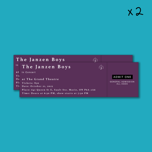 TWO Tickets to The Janzen Boys Live in Sault Ste. Marie - Tuesday, October 21