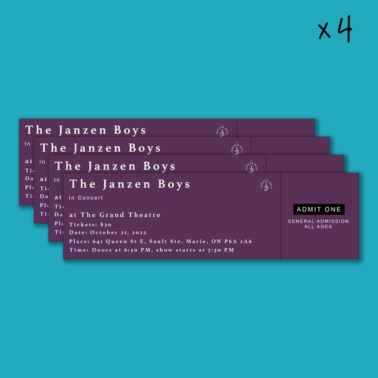 FOUR Tickets to The Janzen Boys Live in Sault Ste. Marie - Tuesday, October 21
