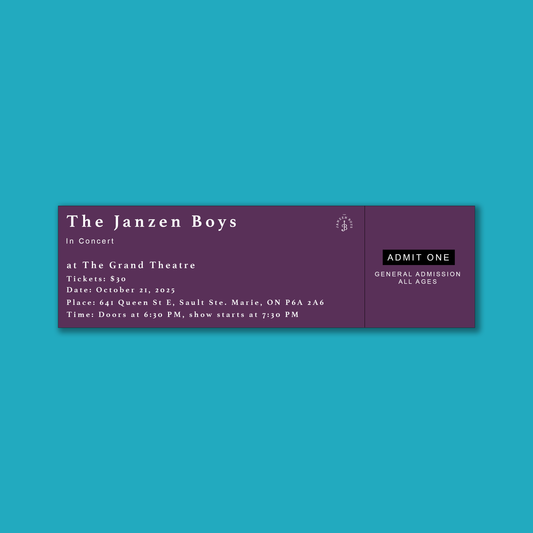 ONE Ticket to The Janzen Boys Live in Sault Ste. Marie - Tuesday, October 21
