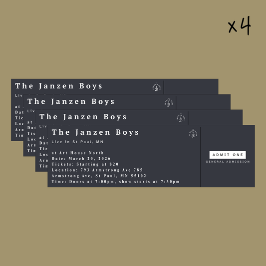 FOUR Tickets to The Janzen Boys Live in Saint Paul - Friday, March 20th
