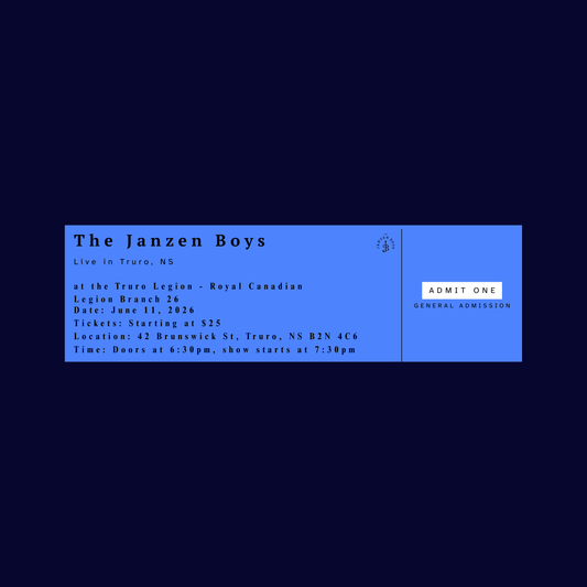 ONE Ticket to The Janzen Boys Live in Truro - Thursday, June 11th