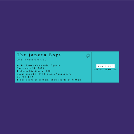 ONE Ticket to The Janzen Boys Live in Vancouver - Thursday, July 30th