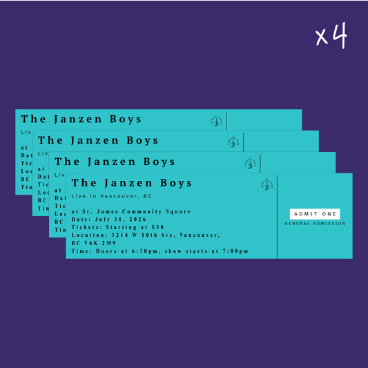FOUR Tickets to The Janzen Boys Live in Vancouver - Thursday, July 30th